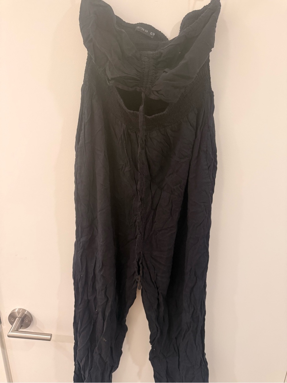 Cotton On Black Smocked Neck Jumpsuit with Tie Detail